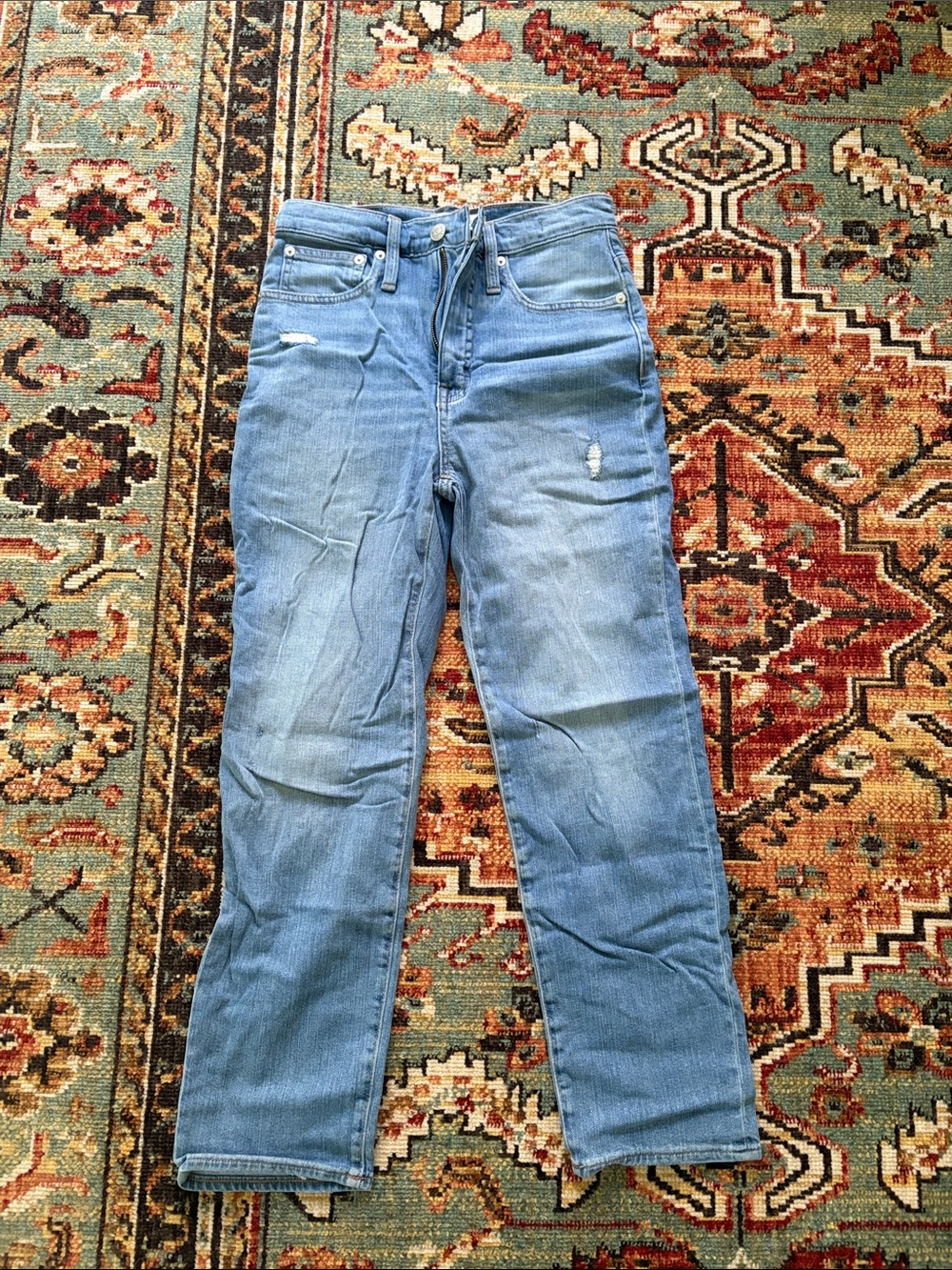 Madewell Classic Blue Straight-Leg Jeans with Light Distressing
